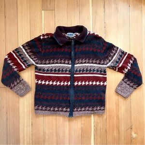 Vintage knit zip cardigan sweater M